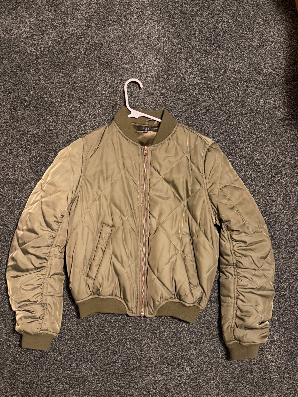 Lulu's Olive Quilted Women’s Bomber Jacket